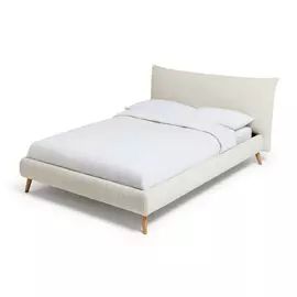 Beds | Habitat - page 2 White Upholstered Bed Frame, White Boucle Bed, Kingsize Bed Frame, Oversized Headboard, White Upholstered Bed, Boucle Bed, Beds Uk, Fabric Bed Frame, White Bed Frame