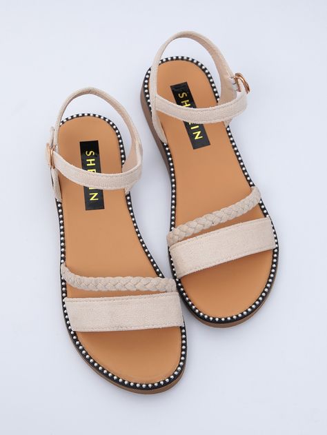 Open Toe Ankle Strap Sandals | SHEIN USA Sandals Shein, Womens Strappy Sandals, Sandals Patterns, Women Flat Sandals, Ankle Strap Sandals Flat, Square Toe Sandals, Ankle Strap Flats, Stunning Shoes, Strap Sandals Women