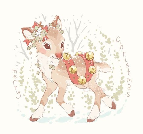 Reindeer Drawing, Deer Art, Have Inspiration, Cute Animal Drawings Kawaii, Christmas Drawing, Noel Christmas, Christmas Illustration, Cute Animal Drawings, Christmas Animals