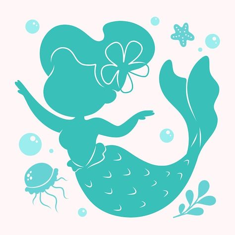 Flat design mermaid silhouette illustrat... | Premium Vector #Freepik #vector #mermaid-silhouette #mythology #illustrations #mermaid-tail Mermaid Vector Art, Mermaid Vector, Silhouette Illustration, Mermaid Silhouette, Mermaid Tail, Flat Design, Premium Vector, Graphic Resources, Vector Art