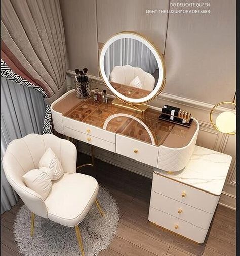 Simple Dressing Table, Dressing Table Modern, Makeup Vanity Storage, Luxury Vanity, Makeup Vanities, Luxury Bedroom Furniture, Dresser Table, Bedroom Ambiance, Dressing Table Design