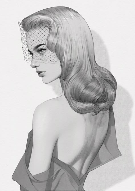 Fashion Illustration 2020 II on Behance Alex Tang, Girl Face Drawing, Hair Illustration, Sketches Pencil, White Drawing, Art Models, Fashion Illustration Sketches, Beauty Illustration, Portrait Sketches