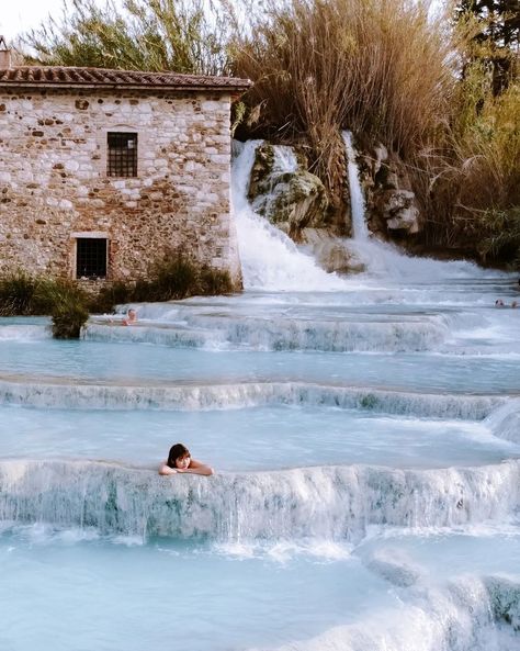 🇮🇹 [ Tips for Visiting Saturnia Hot Springs ] Located in Southern Tuscany, the silk blue thermal hot spring in Saturnia is one of Italy's best-kept secrets!  It was absolutely the highlight of our Tuscany road trip. There's no better way to relax during your trip than soaking in a picturesque hot natural bath 💙 ♨️ The actual name of this thermal spring is “Cascate del Mulino di Saturnia” instead of Terme di Saturnia on Google Maps.  ♨️ There are different thermal springs near the town of ... Saturnia Hot Springs, Tuscany Road Trip, Thermal Spring, Natural Bath, Hot Spring, Best Kept Secret, Ways To Relax, Hot Springs, Google Maps