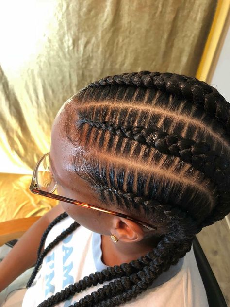 5 Stitch braids on natural hair Stitch Braids Natural Hair, 5 Feed In Braids, Red Stitch Braids, 5 Stitch Braids, 5 Stitch Feed In Braids, Braids Natural Hair No Weave, Braids On Black Hair, Stitch Feed In Braids, Braids On Natural Hair