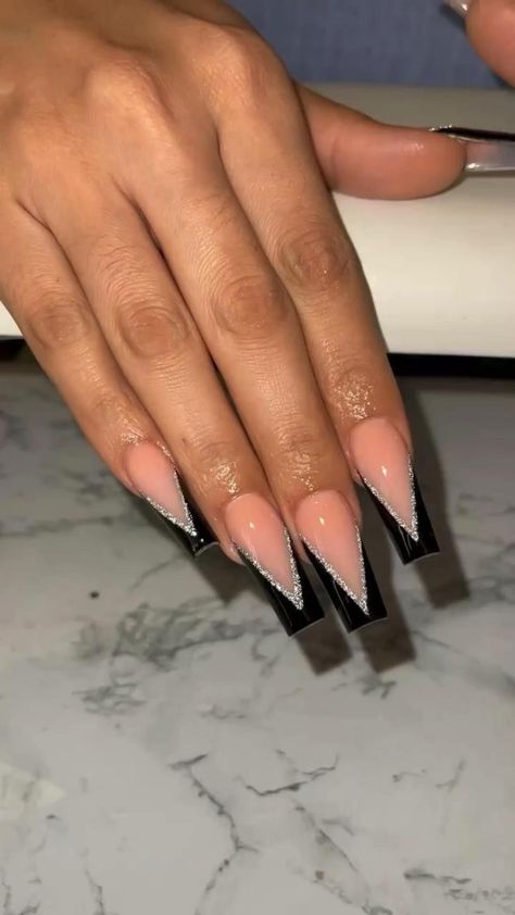 Black Acrylic Nail Designs, Purple Acrylic Nails, Black Acrylic Nails, Formal Nails, Nagel Tips, Ombre Acrylic Nails, French Tip Acrylic Nails, Cute Acrylic Nail Designs, French Acrylic Nails