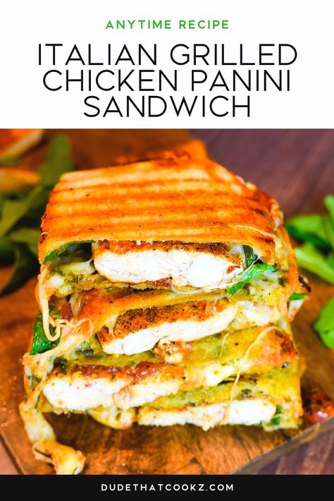 If you want to take a quick field trip to small Italian sandwich shop put this Italian Grilled Chicken Panini Sandwich on your dinner table and thoroughly enjoy. #panini #grilledchicken #sandwichrecipes #sandwich #sandwiches #paninipress #paninigrill #pressedsandwich #panainirecipe #grilledcheese via @dudethatcookz Italian Sandwich Shop, Grilled Chicken Panini, Italian Grilled Chicken, Panini Press Recipes, Chicken Panini Sandwiches, Sandwich Recipes Panini, Chicken Panini, Pressed Sandwich, Best Sandwich Recipes