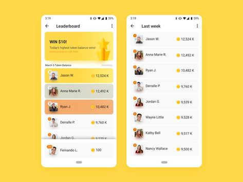 Lucky day — Leaderboard App UI Kit Leaderboard Ui Design, Ranking Ui, Leaderboard Design, Gamification Ui, App Design Trends, Health App Design, Ui Ux 디자인, Ui Design Trends, Mobile Application Design