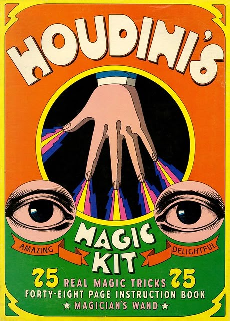 Houdini Magic Kit Box | Cool 1967 magic kit by Platt & Munk.… | Flickr 70s Restaurant, Pop Graphic Design, Groovy Illustration, Vintage Magician, Magician Wand, University Graphic Design, Brandon Grotesque, 1960s Design, Wallpaper Tile