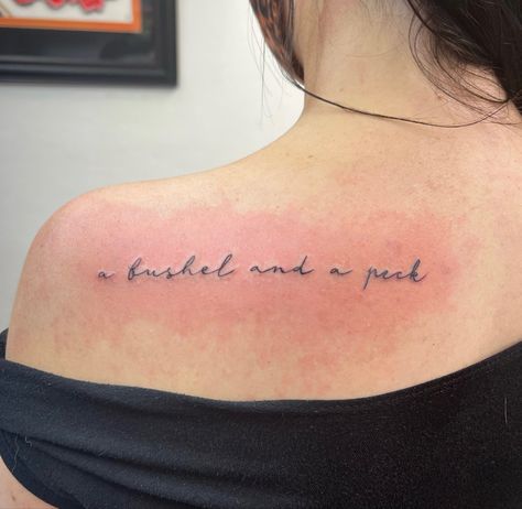 Small tattoo ideas Love You A Bushel And A Peck Tattoo, I Love You A Bushel And A Peck Tattoo, Bushel And A Peck Tattoo, Sweetheart Tattoo, A Bushel And A Peck, Bushel And A Peck, Tattoos For Lovers, Small Tattoo Ideas, Subtle Tattoos