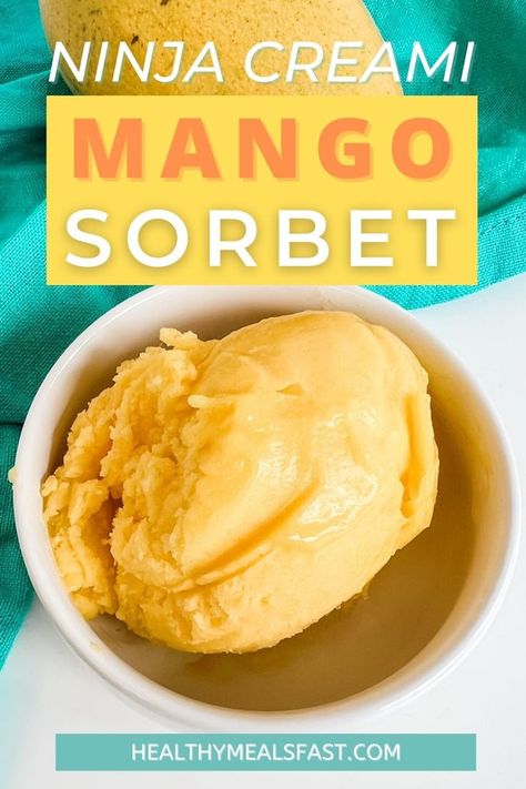 Ninja CREAMi Mango Sorbet Ninja Creami Mango, Mango Sorbet Recipe, Ninja Ice Cream Recipe, Sorbet Is, Sorbet Recipe, Frozen Summer, Fruit Sorbet, Mango Ice Cream, Ice Cream Maker Recipes