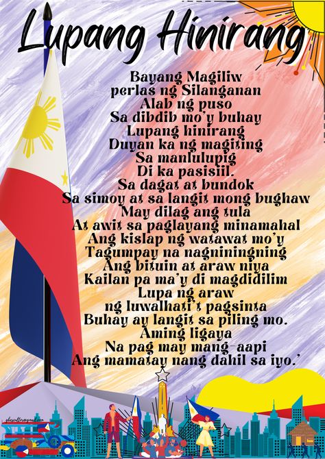 For classroom posters Lupang Hinirang Poster Printable, Lupang Hinirang Printable, Lupang Hinirang Poster, Lupang Hinirang Lyrics, Philippine National Anthem, Classroom Posters Elementary, Classroom Bulletin Boards Elementary, Daycare Signs, Functions Math