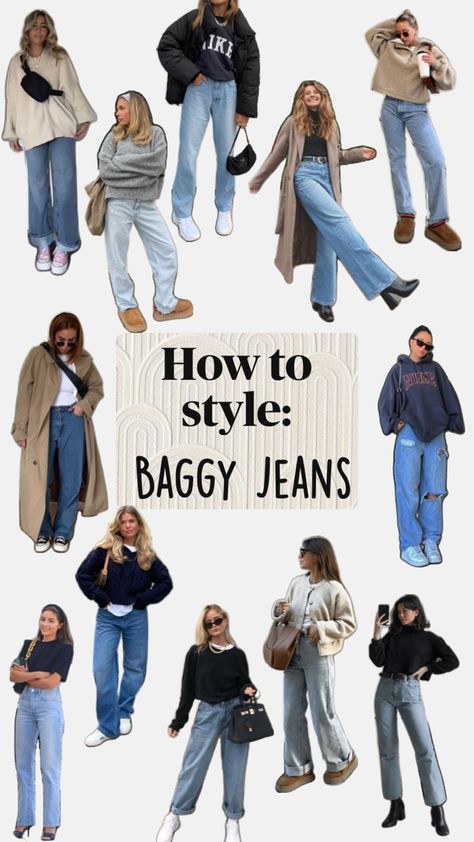 Loving the baggy/straight leg trend atm! Outfit Ideas Baggy Jeans, How To Style Baggy Jeans, Style Baggy Jeans, Straight Jeans Outfit, Fall Winter Capsule Wardrobe, Straight Leg Jeans Outfits, Baggy Jeans Outfit, Jeans Outfit Winter, Jeans Outfit Fall