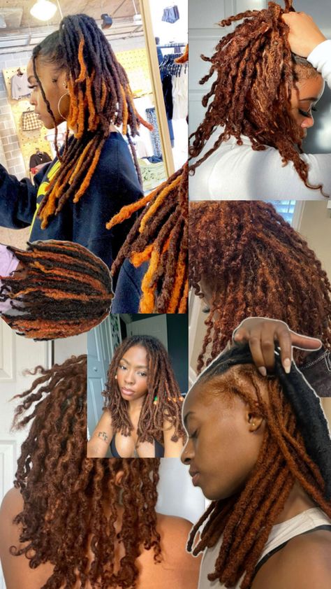 Fall loc color inspo - A new season of locs featuring copper orange/brown hair Copper Brown Locs, Copper Locs, Brown Locs, Orange Brown Hair, Brown Copper, Copper Brown, Color Inspo, Orange Brown, Locs