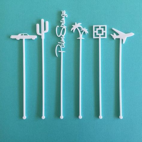 Palm Springs Party, Palm Springs Bachelorette Party, Vintage Palm Springs, Acrylic Drink Stirrers, Palm Springs Bachelorette, Palm Springs Style, Drink Stirrers, Palm Springs Wedding, Swizzle Sticks