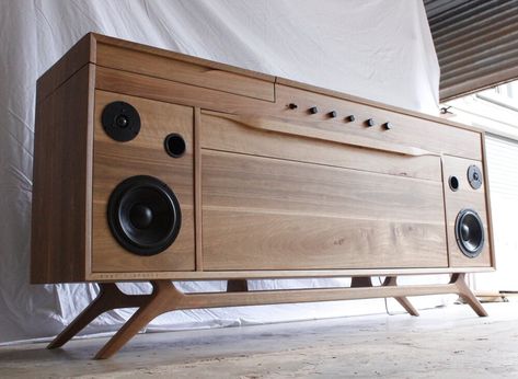 Modern Record Console, Vintage Stereo Console, Hifi Furniture, Record Console, Wood Speakers, Stereo Console, Retro Inspiration, Burleigh Heads, Rack Tv