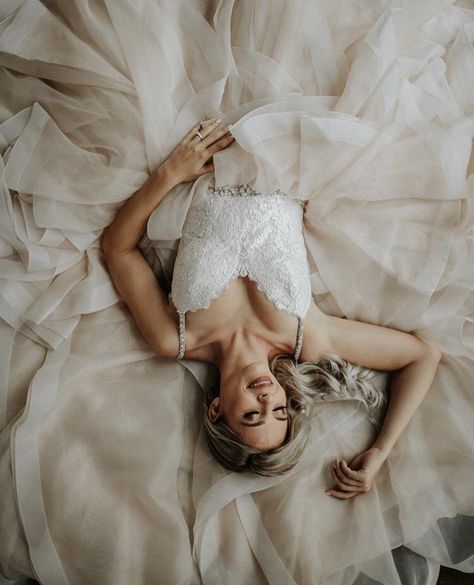 Laying down on dress Marilyn Style, Morilee By Madeline Gardner, Madeline Gardner, Lay Photo, Bride Photoshoot, Strictly Weddings, Wedding Photography Bride, Photoshoot Studio, Wedding Picture Poses