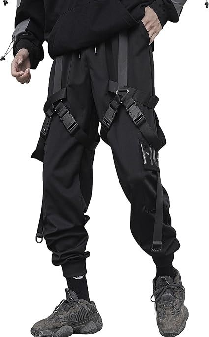 XYXIONGMAO Men's Techwear Clothing Hip Hop Pants Black Streetwear Gothic Sweatpants Tactical Cargo Pants for Men at Amazon Men’s Clothing store Techwear Men Outfit, Hero Outfit Ideas, Clothing Styles Streetwear, Mens Clothing Styles Streetwear, Mens Techwear, Cyberpunk Streetwear, Cargo Pants Outfit Men, Techwear Men, Rave Outfits Men