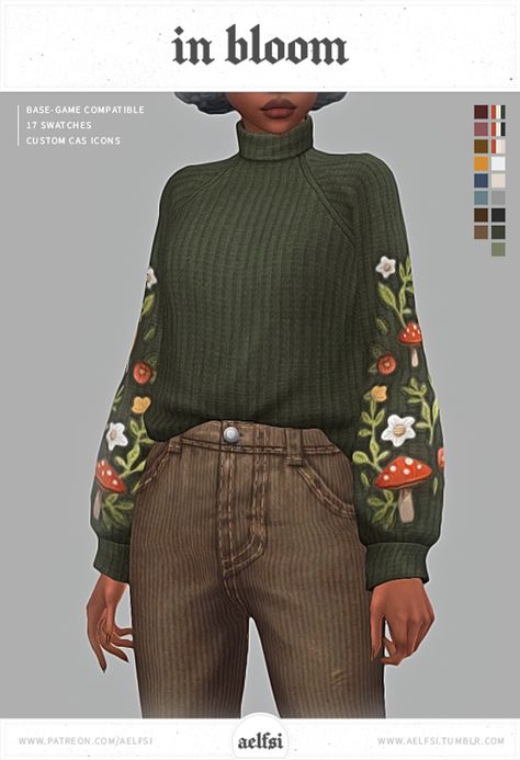 in bloom sweater ✨ Sims 4 Cc Patchwork Pants, Sims 4 Cc Hufflepuff, Sims 4 Clothes Cottagecore, Sims 4 Cc Clothes Female Cottagecore, Sims 4 Nature Clothes, S4cc Cottagecore, Sims 4 Cc Sweater Patreon, Sims 4 Cc Clothes Goblincore, Sims 4 Cc Cottagecore Clothes Maxis Match