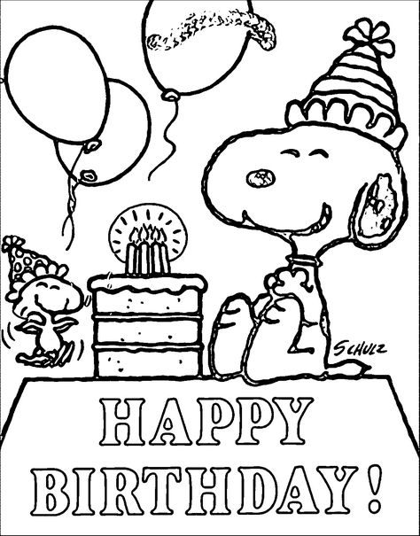 Animals Coloring Pages - Free Printable Coloring Pages at ColoringOnly.com Happy Birthday Charlie Brown, Happy Birthday Free Printable, Snoopy Coloring Pages, Peanuts Birthday, Happy Birthday Coloring Pages, Snoopy Birthday, Happy Birthday Printable, Birthday Coloring Pages, Paw Patrol Coloring Pages