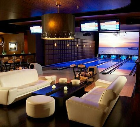 Indoor Bowling Alley, Home Bowling Alley, Game Room Basement, Dream Mansion, Bowling Alley, Indoor Swimming Pools, Nyc Apartment, Good Times Roll, Rec Room