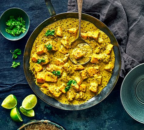 Veggie Korma, Celeriac Recipes, Celeriac Soup, Turmeric And Pepper, Olive Magazine, Curry Recipes Vegetarian, Magazine Recipes, Vegetarian Curry, Paneer Tikka