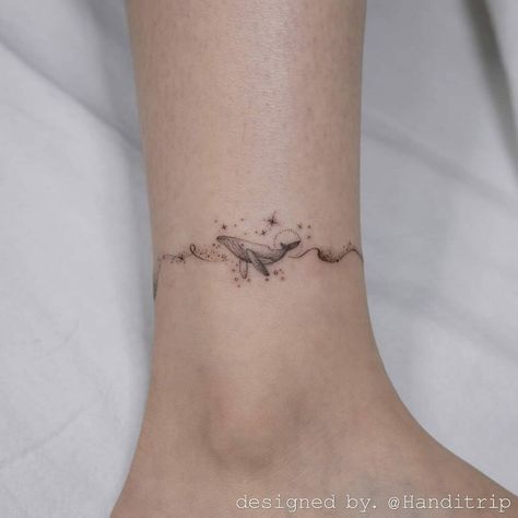 Ocean Themed Ankle Bracelet Tattoo Dainty Tattoo Bracelet, Braslet Tattoo Women, Bracelet Tattoo Wrist Memorial, Travel Bracelet Tattoo, Bracelet Tattoos For Women Arm, Bird Bracelet Tattoo, Star Bracelet Tattoo, Moon Bracelet Tattoo, Bracelets Tattoos For Women