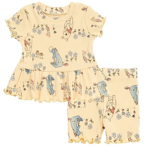 Disney Winnie the Pooh Eeyore Piglet Infant Baby Girls Peplum T-Shirt and Bike Shorts Outfit Set Yellow 18 Months - Walmart.com Bike Shorts Outfit, Baby Piglets, Winnie The Pooh Eeyore, Disney Baby Clothes, Disney With A Toddler, Baby Niece, Newborn Baby Girls, Shorts Outfit