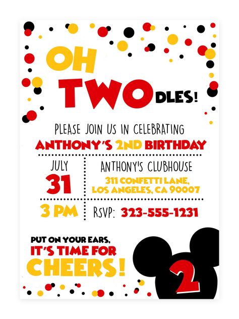 Oh Twodles Invitations Boy, Oh Twodles Birthday Boy, Oh Twodles Invite, Oh Twodles Invitations, Mickey Mouse 2nd Birthday Invitations, Mickey Mouse 2nd Birthday Party Ideas Mickey Mouse 2nd Birthday, Invitation Mickey Mouse, Oh Twodles, Twodles Birthday, Mickey Mouse Themed Birthday Party, Mickey Mouse Birthday Invitations, Mickey Mouse Invitation, 2nd Birthday Party For Boys, Mickey Mouse Clubhouse Birthday Party