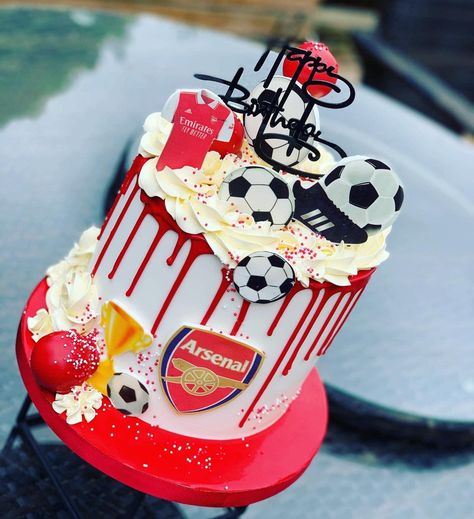 Arsenal Birthday Party Ideas, Arsenal Birthday Cake, Arsenal Football Cake, Arsenal Birthday Cakes For Men, Arsenal Cake Ideas Birthdays, Arsenal Cake, Liverpool Cake, Football Theme Birthday, Melon Cake