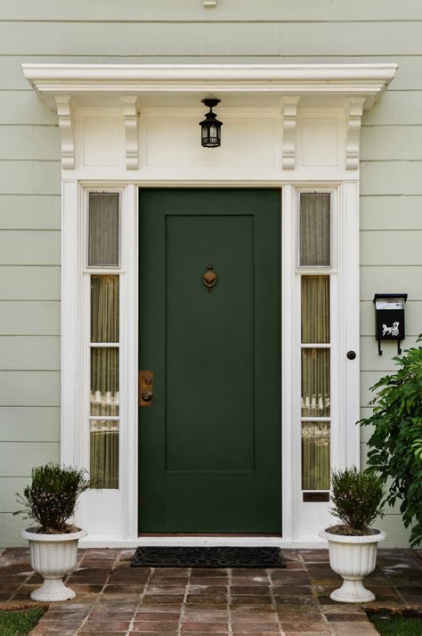 MARIA KILLAM - BEST FRONT DOOR COLORS Green Conifer Hills 5141EC Green Front Door, Best Front Door Colors, Front Door Decal, Best Front Doors, Green Front Doors, Door Entryway, Painted Front Doors, Front Door Colors, Green Door