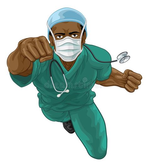 Doctor or Nurse Superhero Medical Concept. Super hero doctor or nurse concept. A medical healthcare professional as a superhero flying through the air. Wearing vector illustration Superhero Flying, Nurse Superhero, Fly Air, Wearing Mask, Or Nurse, Male Nurse, Medical Art, Rock Ideas, Medical Illustration