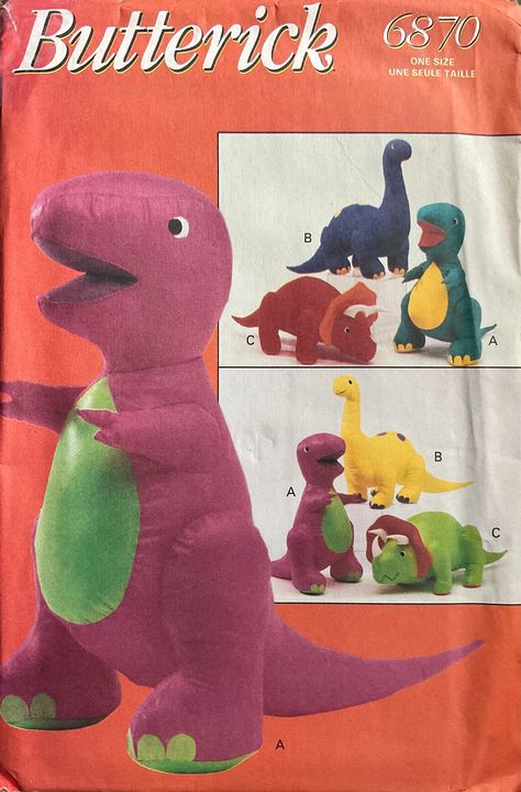 Different Dinosaurs, 3 Dinosaurs, Crafts Sewing Patterns, Animal Sewing Patterns, Butterick Pattern, Butterick Sewing Pattern, Dinosaur Pattern, Toy Pattern, Dinosaur Toys