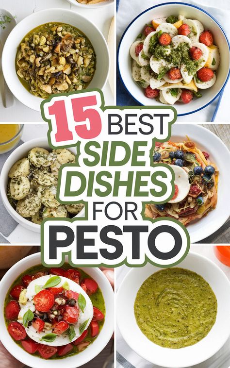 Discover the perfect pairings for your favorite pesto dish! 🍝🥗 #pesto #foodpairings #yum Pesto Side Dish, What To Serve With Pesto, Tomatoes Side Dish, Pesto Pasta With Tomatoes, Tomato Side Dishes, Pesto Dishes, Pasta With Tomatoes, Pesto Shrimp, Zucchini Blossoms