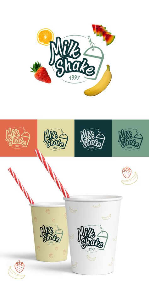 Showcase and discover the latest work from top online portfolios by creative professionals across industries. if you are looking for modern, unique, professional, creative, custom, minimalist, 2D, 3D business logo design, then you are at right place. Milkshake Cup Design, Smoothie Logo Design Ideas, Milkshake Logo Design Ideas, Drinks Logo Ideas, Milkshake Branding, Shake Logo Design, Drink Logo Design Ideas, Drinks Logo Design, Milkshake Packaging