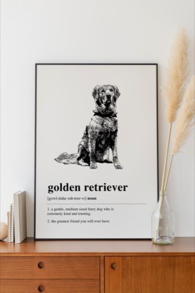 golden retriever wall art minimal dog definition aesthetic home decor Golden Retriever Decor, Dog Grooming Salon Decor, Golden Retriever Wall Art, Golden Retriever Art, Printable Dog, Dog Grooming Salons, Printing Store, Dog Owner Gift, Grooming Salon