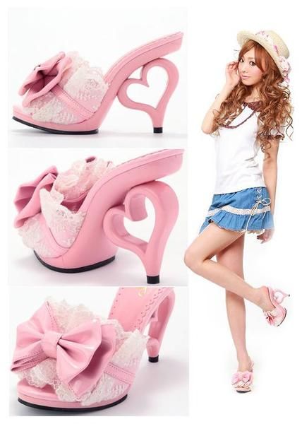 Heart Heel Shoes, Gyaru Shoes, Tekken Girls, Heart Heels, Fashion Kawaii, Dr Shoes, Barbie Shoes, Kawaii Shoes, Heart Shoes