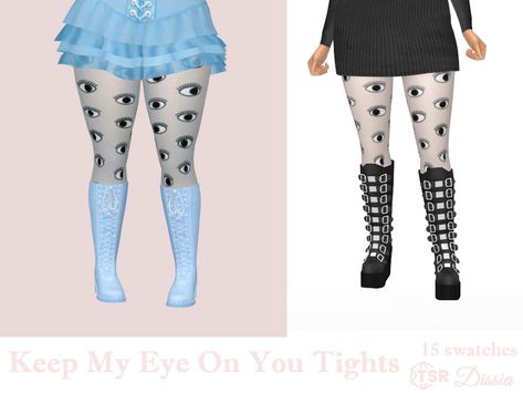 The Sims Resource - Keep My Eye On You Tights Sims 4 Junji Ito, Sims 4 Cc Weird Core, Sims 4 Star Cc, Whimsigoth Sims 4 Cc, Sims 4 Alternative, Sims 4 Tights, Sims 4 Cc Alternative Clothes, Goth Socks, Sims 4 Cc Goth