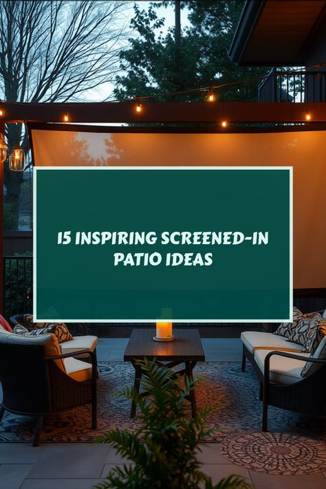 Transform your outdoor space with our creative screened-in patio ideas! Whether you're looking for a cozy zen meditation area, a playful space for gatherings, or an elegant retreat for relaxation, these 15 inspirations have you covered. Think comfy furniture, colorful plants, and enchanting lighting to make your patio not just a space for dining but an ultimate comfort zone. Discover how to enhance your moments outdoors regardless of the weather and create lasting memories with family and friends. Scroll down for visual ideas designed to adjust to your style! Diy Screened Patio, Screened In Back Patio, Screened In Patio Ideas, Screened Patio Ideas, Zen Meditation Space, Comfy Furniture, Screened In Deck, Small Water Features, Meditation Corner