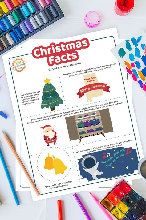 Christmas Facts For Kids, Christmas Fun Facts, Christmas Facts, Merry Christmas Coloring Pages, Fun Facts For Kids, Printable Christmas Games, Christmas Trivia, Free Printable Activities, Winter Activities For Kids