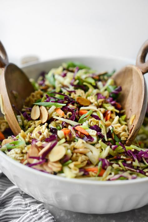 Asian Ramen Noodle Salad - Simply Scratch Coleslaw With Ramen Noodles, Ramen Cabbage Salad, Toasted Sesame Dressing, Asian Ramen Noodle, Healthy Ramen Noodles, Asian Ramen Noodle Salad, Asian Ramen Salad, Meal Salads, Ramen Seasoning