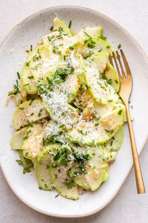 Bring a New Side Dish to the Table With This Garlic Chayote Squash Roasted Chayote Squash Recipes, Vegan Chayote Recipes, Coyote Squash Recipes, Chayote Salad Recipes, Keto Chayote Recipes, Chayote Recipes Mexican, How To Cook Chayote Squash, Carnivore Side Dishes, Chayote Squash Recipes