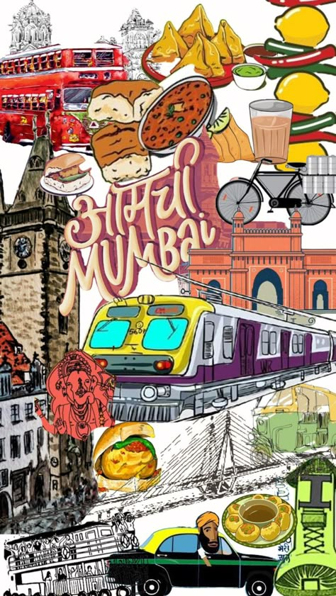 Aamchi Mumbai Doodle, Mumbai Meri Jaan Drawing, Mumbai Wall Art, Mumbai Art Illustrators, My Dream Mumbai Drawing, Mumbai City Sketch, Mumbai Animated, Mumbai City Doodle Art, Mumbai City Drawing