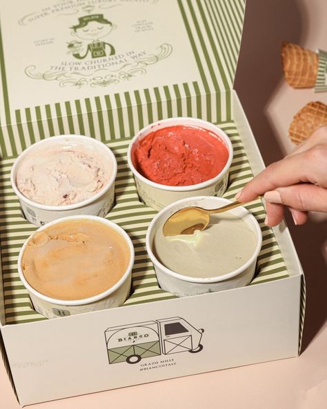 Soft Serve Ice Cream Aesthetic, Italian Gelato Shop, Gelato Shop Design, Ice Cream Product Photography, Italian Ice Cream Shop, Gelato Branding, Gelato Design, Italian Gelato Recipe, Icecream Ideas