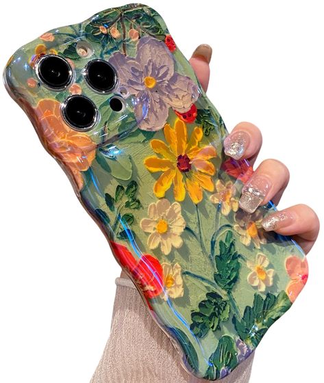 PRICES MAY VARY. 🏆【Compatible Model】This pretty oil painting flower design phone case compatible with iPhone 11 6.1 inches ONLY. Please check the phone model size carefully before purchasing. 🏆【Fashionable Glitter Print Flower】The beautiful shimmering sparkling diamond-like pearly-lustre oil painting floral design is eye-catching, showing off your personality. The Graphic printing design makes this shiny gradient pearl-like shine won't fade over time. You'll be raving about this case, and you' Cute Iphone 12 Pro Cases, Phone Cases Colorful, Earthy Phone Case, Edgy Phone Cases, Maximalist Phone Case, Cute Fall Phone Cases, Iphone 15 Plus Case, Iphone 15 Phone Case, Iphone 16 Case