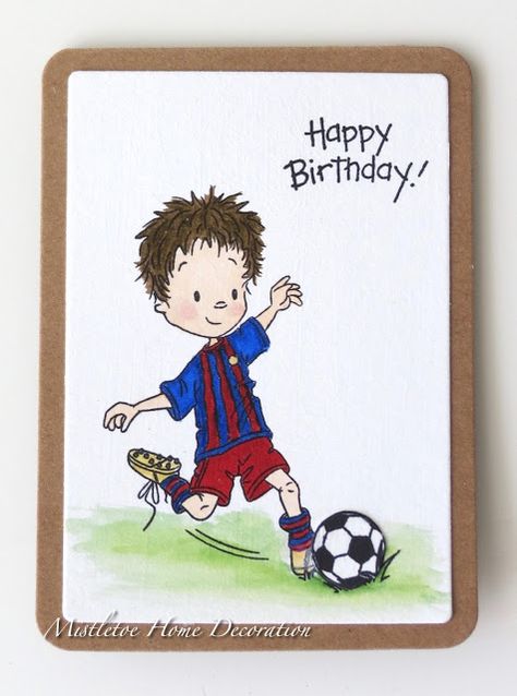 Card with football player - Way Cool! stamp by Penny Black Diy Football Birthday Cards, Football Birthday Cards, Handmade Football Themed Birthday Cards, Football Greeting Cards, Birthday Card Football, Happy Birthday Football, Cake Stickers, Football Theme Birthday, Painting Birthday