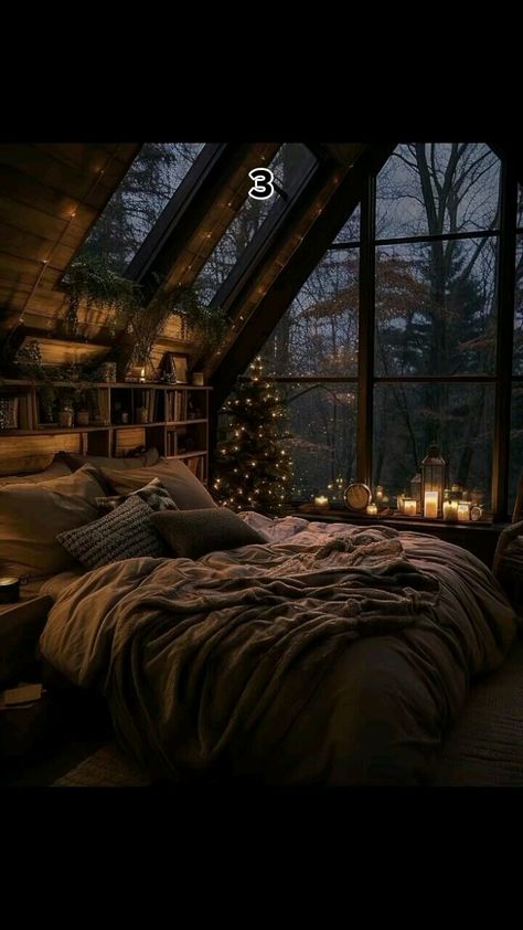 Cabin Bedroom Aesthetic, Cozy Cabin Bedrooms, Cozy Cabin Bedroom, Dark Bedroom Aesthetic, Dark Cozy Bedroom, Cozy Candle, Cabin Aesthetic, Cabin Bedroom, Christmas Cozy