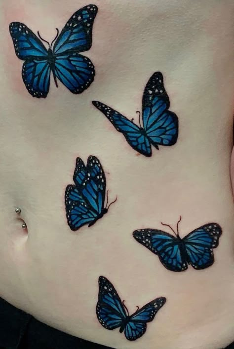 Monarch Butterfly Tattoo, Blue Butterfly Tattoo, Butterfly Back Tattoo, Scar Tattoo, City Tattoo, Blue Tattoo, Butterfly Tattoo Designs, Blue Butterflies, Music Tattoo