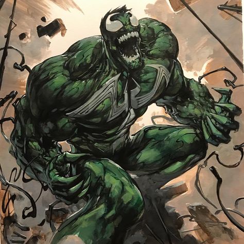 Venomized Hulk Acrylic Commission. Venom Carnage, Venom Spiderman, Spiderman Venom, Symbiotes Marvel, Jenny Slate, Venom Art, Venom Comics, Hulk Art, Superhero Villains