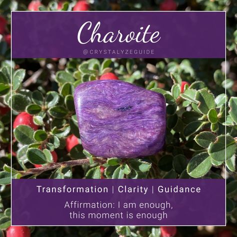 Charoite Crystal Meaning, Charoite Meaning, Crystal Wishlist, Gemsona Ideas, Crystal Affirmations, Crystal Grimoire, Stone Identification, Chakras Sacral, Charoite Crystal