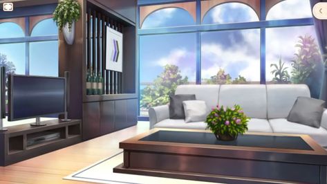 Anime Houses, Salas Living Room, Gacha Backgrounds, Anime House, Scenery Background, Living Room Background, Tv In Bedroom, Green Screen Backgrounds, Anime Backgrounds Wallpapers